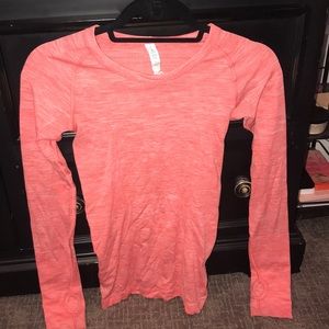 coral lulu lemon long sleeve shirt size 2